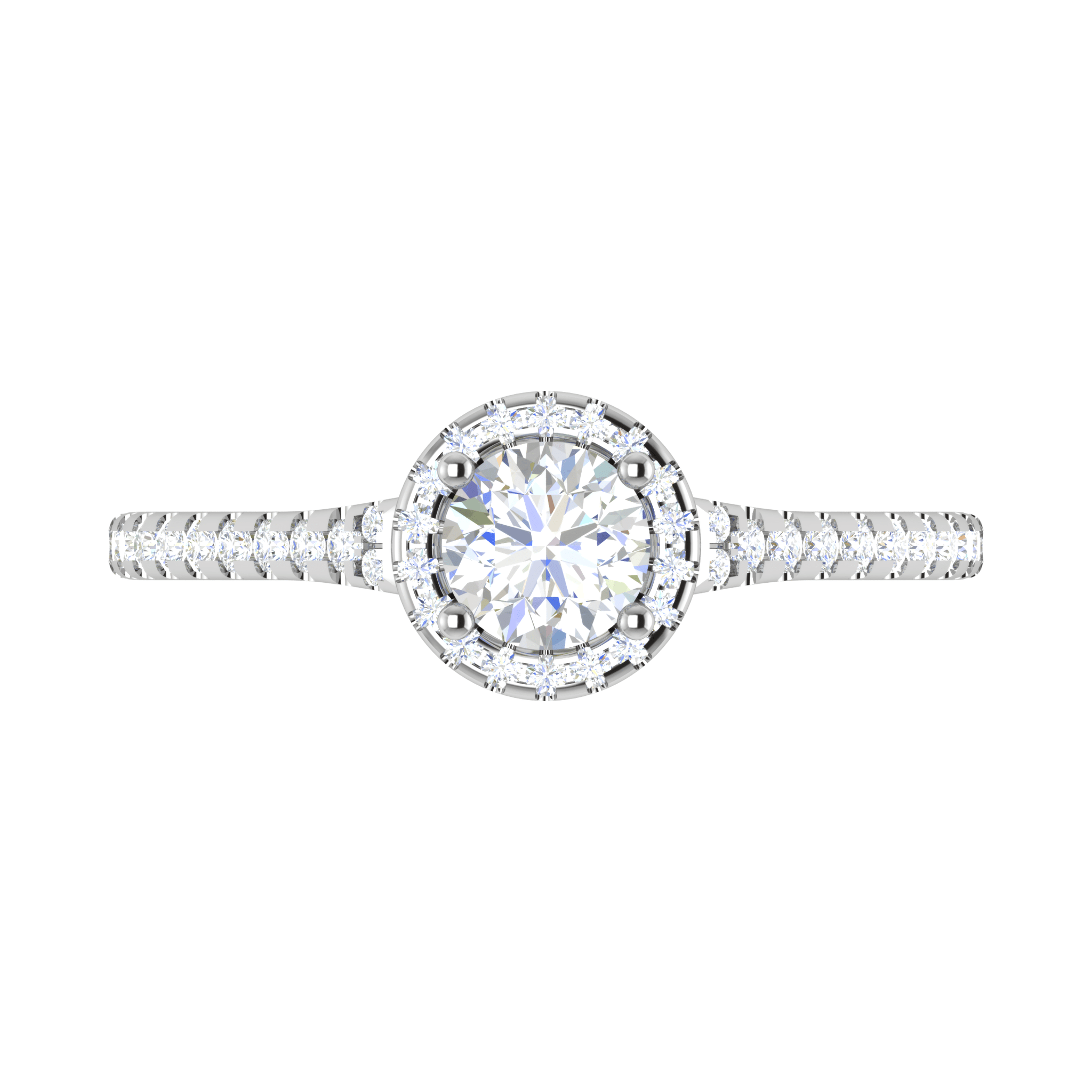 Jewelove™ Rings J VS / Women's Band only 0.50 cts Solitaire Halo Diamond Shank Platinum Ring JL PT RH RD 295