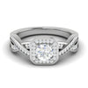 Jewelove™ Rings VS J / Women's Band only 0.50 cts Solitaire Halo Diamond Split Platinum Diamonds Ring JL PT RH RD 304