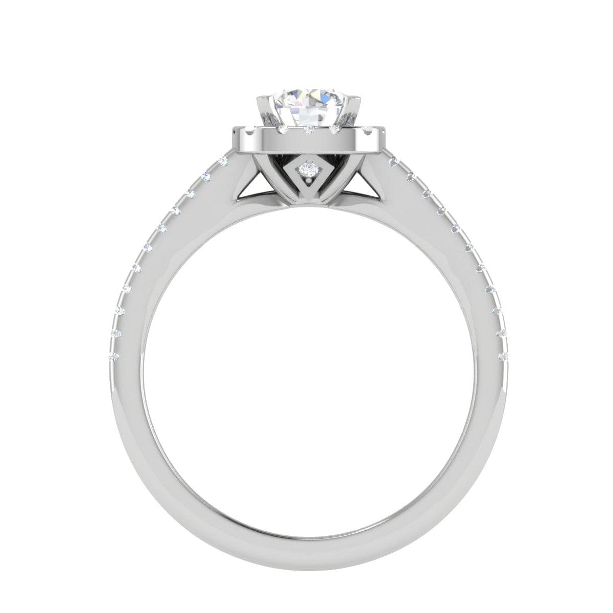 Jewelove™ Rings J VS / Women's Band only 0.50 cts Solitaire Halo Diamond Split Shank Platinum Ring JL PT RH RD 296