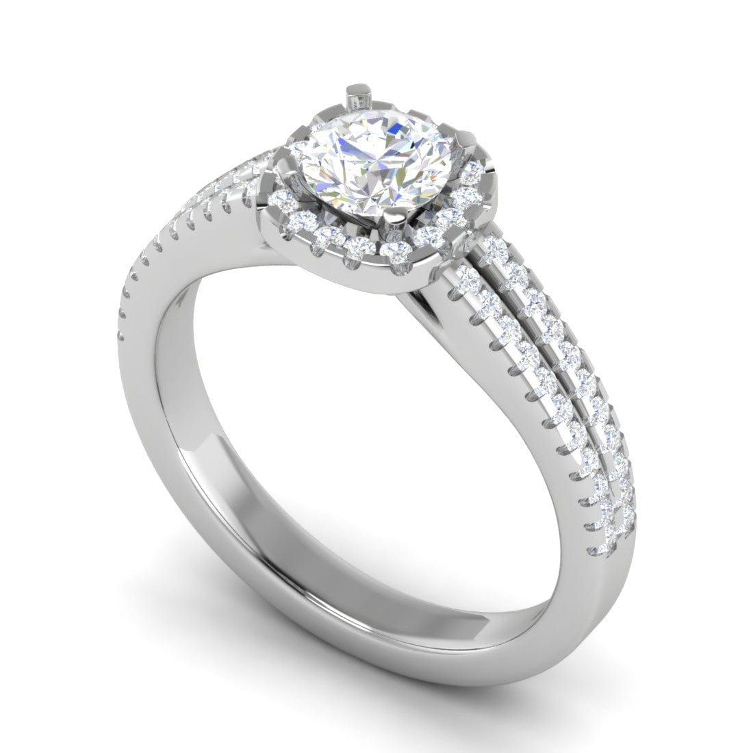 Jewelove™ Rings J VS / Women's Band only 0.50 cts Solitaire Halo Diamond Split Shank Platinum Ring JL PT RH RD 296