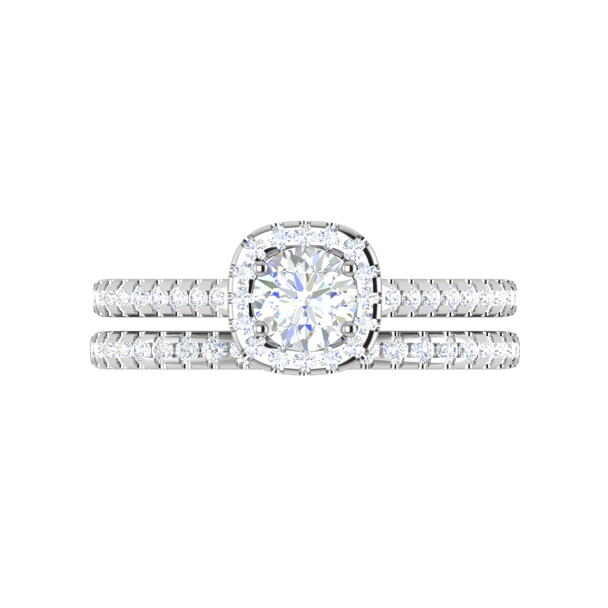 Jewelove™ Rings J VS / Women's Band only 0.50 cts Solitaire Halo Diamond Split Shank Platinum Ring JL PT RH RD 297
