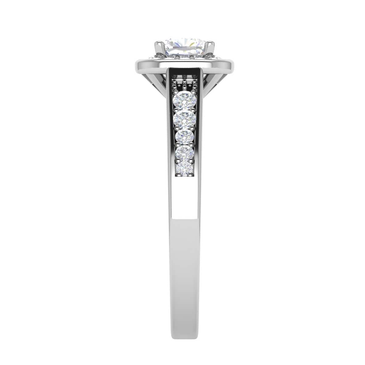 Jewelove™ Rings J VS / Women's Band only 0.50 cts Solitaire Square Halo Diamond Shank Platinum Ring JL PT RH RD 171