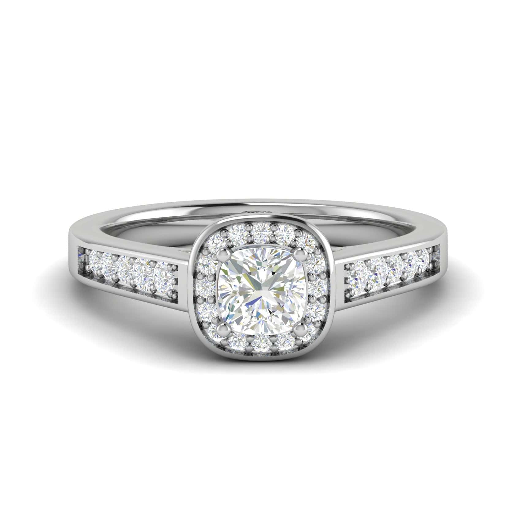Jewelove™ Rings J VS / Women's Band only 0.50 cts Solitaire Square Halo Diamond Shank Platinum Ring JL PT RH RD 171