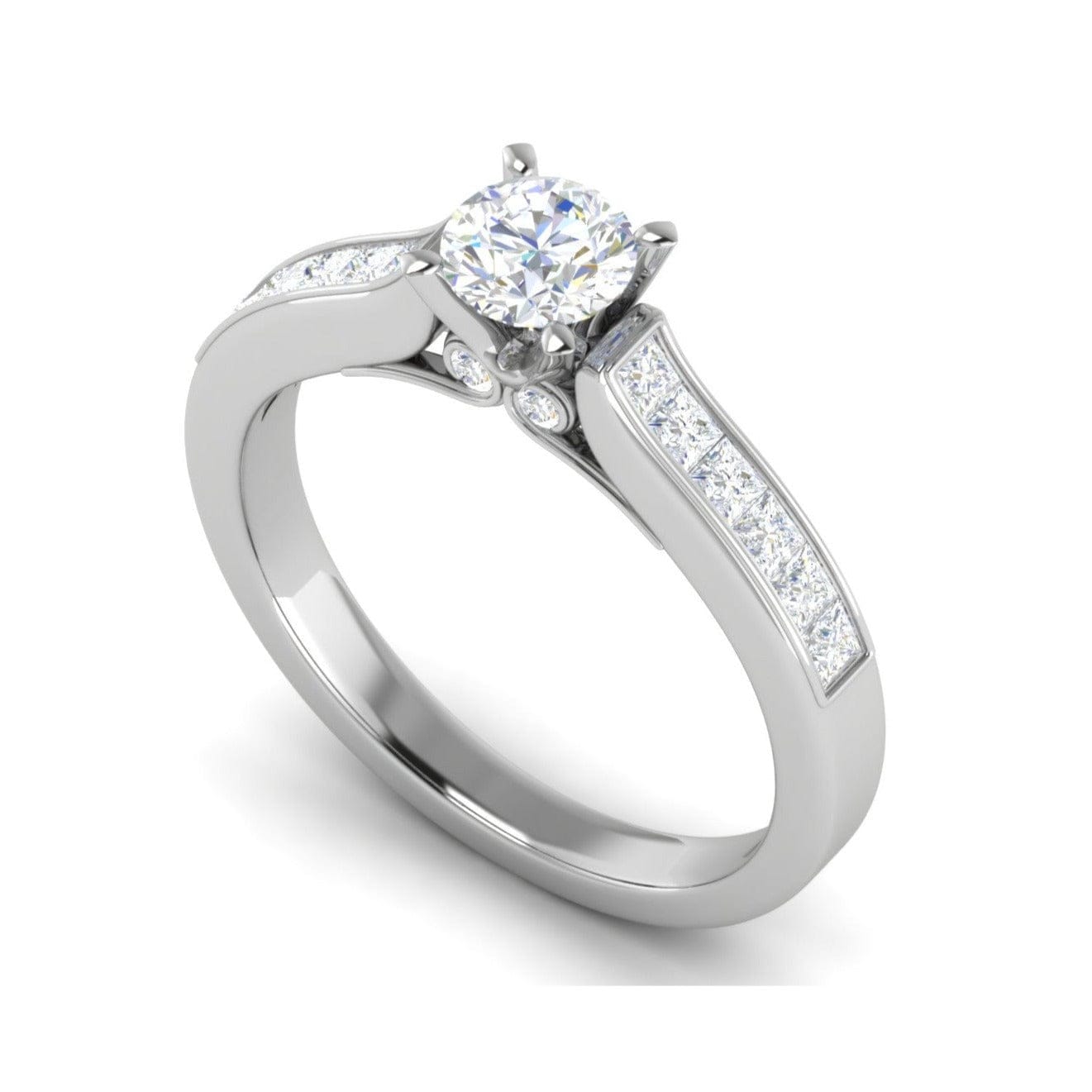 Jewelove™ Rings VS J / Women's Band only 0.50 cts Solitaire with Princess Cut Diamonds Shank Platinum Ring JL PT RC RD 273