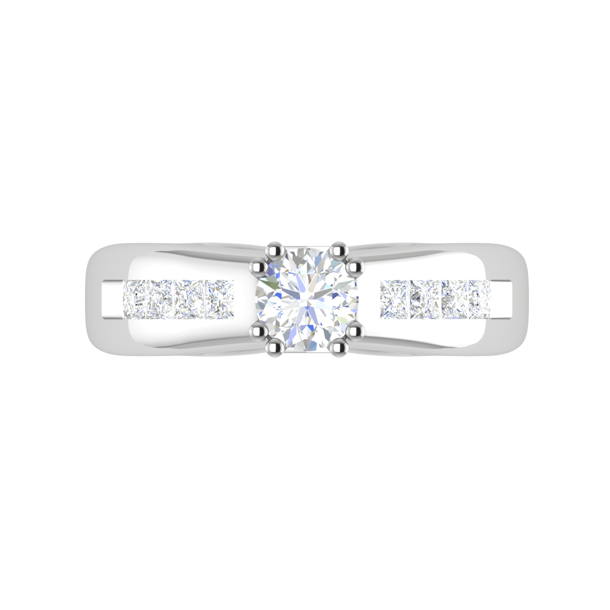 Jewelove™ Rings VS J / Women's Band only 0.50 cts Solitaire with Princess Cut Diamonds Shank Platinum Ring JL PT RC RD 274