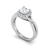 Jewelove™ J VS / Women's Band only 0.50cts Diamond Halo Diamond Twisted Shank Solitaire Platinum Ring JL PT JRW078318