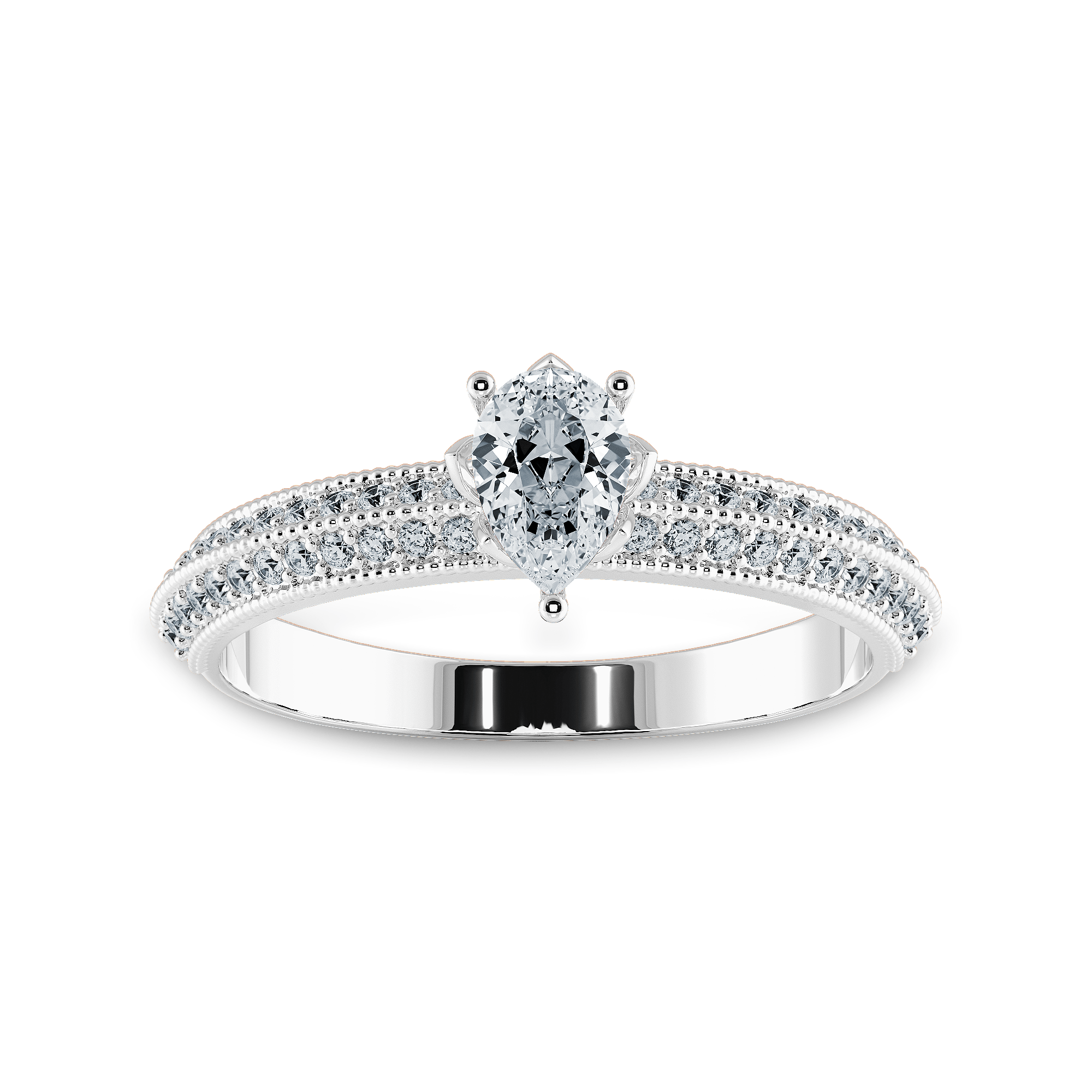 Jewelove™ Rings I VS / Women's Band only 0.50cts Pear Cut Solitaire Diamond Split Shank Platinum Ring JL PT 1191-A