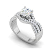 Jewelove™ Rings J VS / Women's Band only 0.50cts Solitaire Halo Diamond Split Shank Platinum Ring JL PT WB5917E