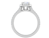 Jewelove™ Rings E VVS / Women's Band only 0.70 cts Emerald Cut Solitaire Halo Diamond Shank Platinum Ring JL PT RH RAD 136