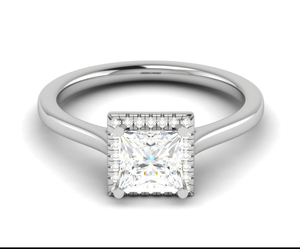 Jewelove™ Rings I VS / Women's Band only 0.70 cts Princess Cut Solitaire Square Halo Diamond Platinum Ring JL PT RH PR 115