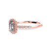 Jewelove™ Rings Women's Band only / VVS E 0.70cts. Emerald Cut Solitaire Halo Diamond Shank 18K Rose Gold Solitaire Ring JL AU 1250R