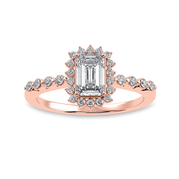 Jewelove™ Rings Women's Band only / VVS E 0.70cts. Emerald Cut Solitaire Halo Diamond Shank 18K Rose Gold Solitaire Ring JL AU 1250R-B