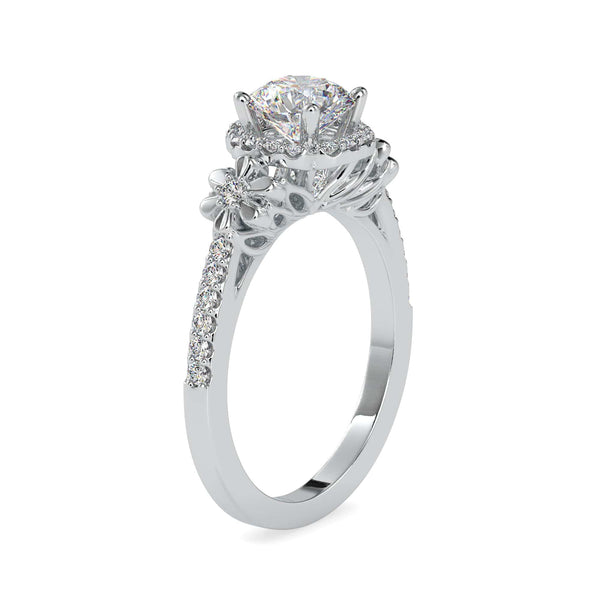 Jewelove™ Rings Women's Band only / VS J 0.70cts. Solitaire Platinum Halo Diamond Shank Engagement Ring JL PT 0047