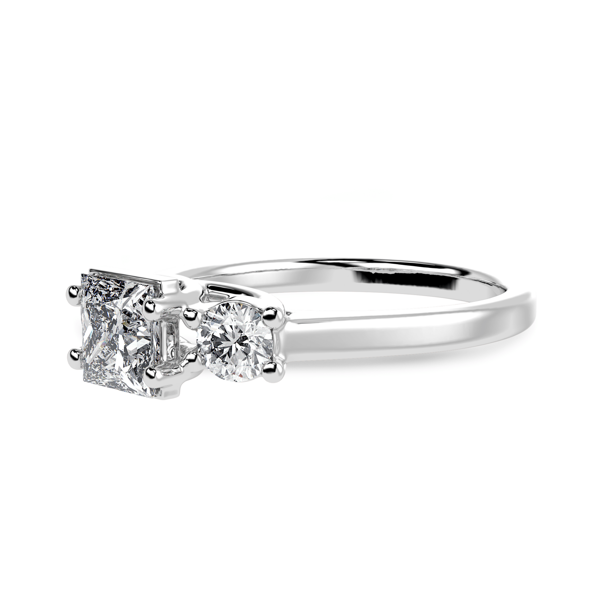 Jewelove™ Rings I VS / Women's Band only 1.00 Carat Princess Cut Solitaire Diamond Accents Platinum Ring JL PT 1230-C