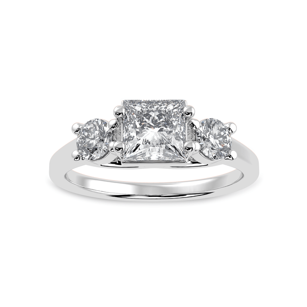 Jewelove™ Rings I VS / Women's Band only 1.00 Carat Princess Cut Solitaire Diamond Accents Platinum Ring JL PT 1230-C