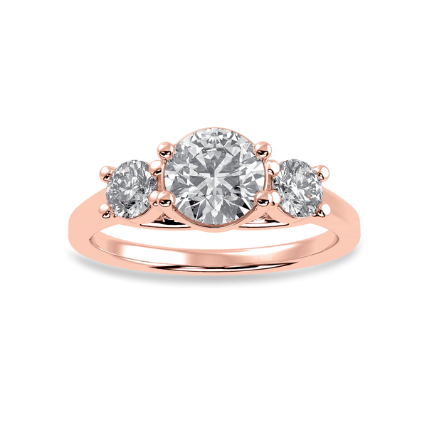 Jewelove™ Rings Women's Band only / VS J 1.00 Carat Solitaire Diamond Accents 18K Rose Gold Ring JL AU 1229R-C