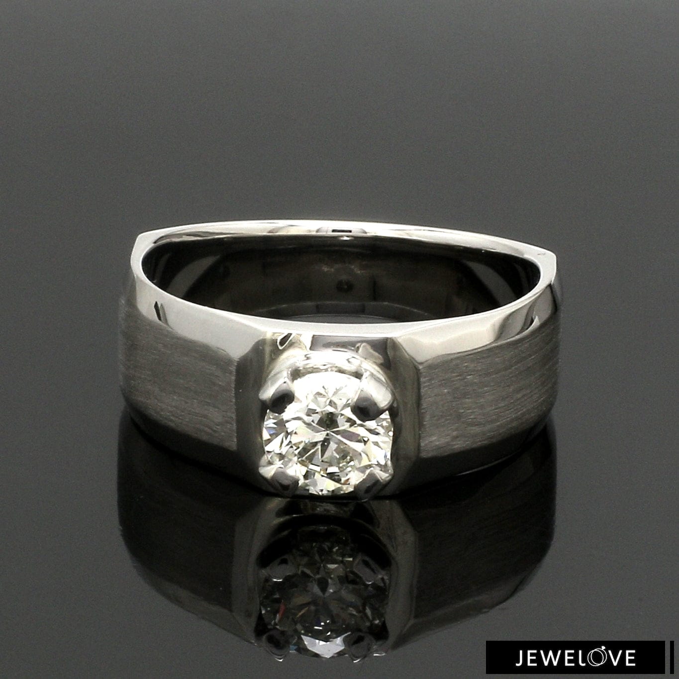 Jewelove™ Rings Women’s Ring only / VVS F 1-Carat Lab Grown Solitaire Heavy Platinum Ring for Men JL PT LG 983-A