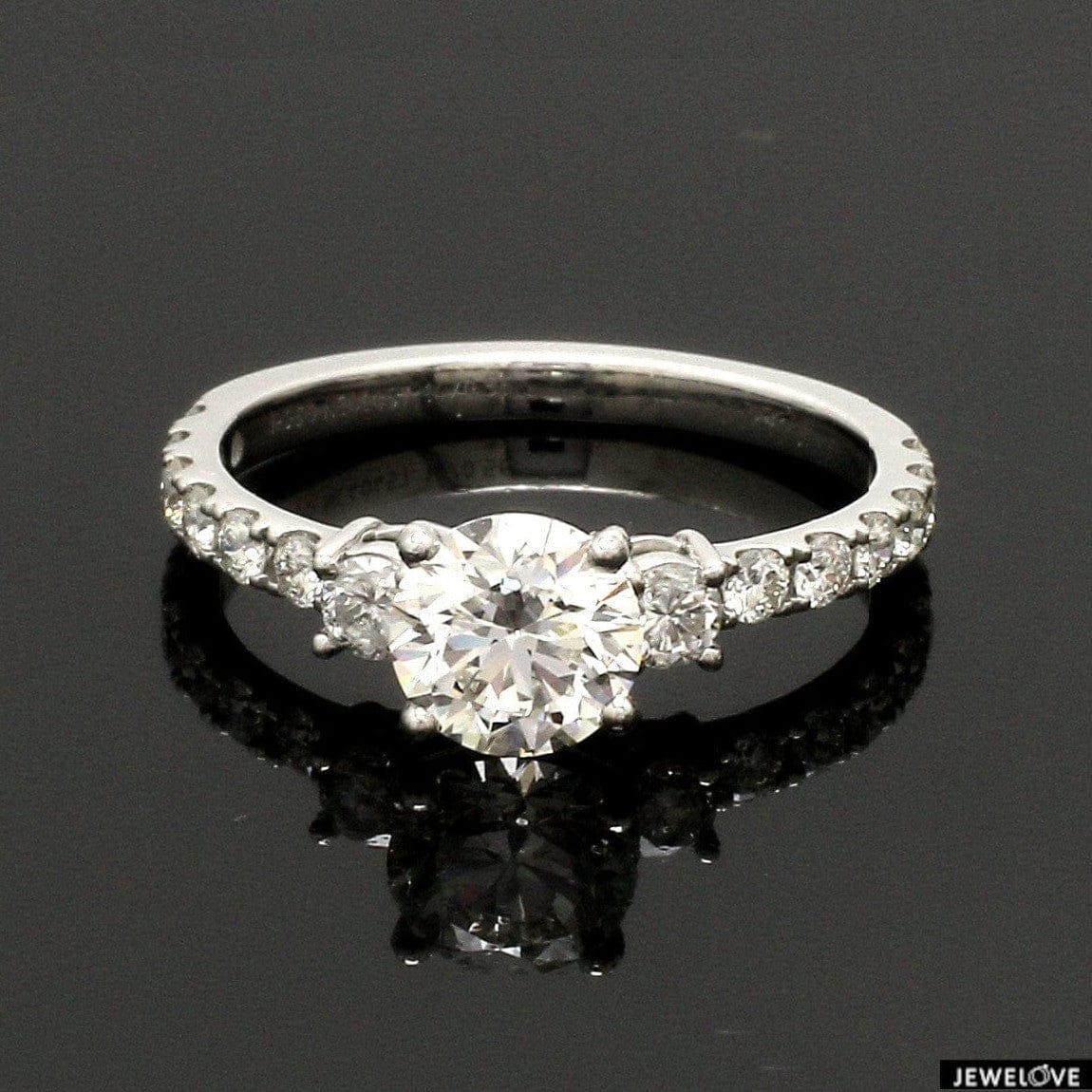 Jewelove™ Rings J VS / Women's Band only 1-Carat Platinum Solitaire Engagement Ring with Diamond Accents JL PT 327-B