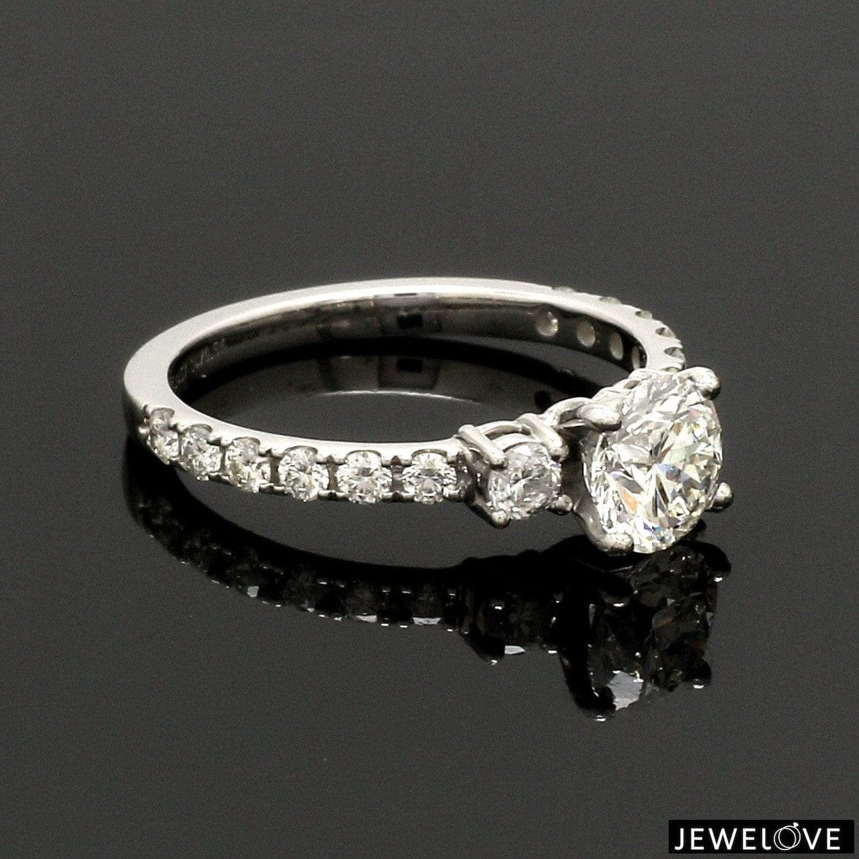 Jewelove™ Rings J VS / Women's Band only 1-Carat Platinum Solitaire Engagement Ring with Diamond Accents JL PT 327-B