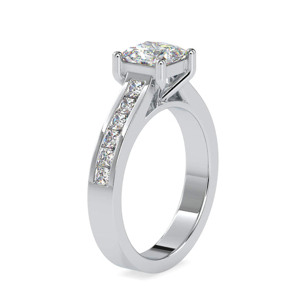 Jewelove™ Rings VS I / Women's Band only 1-Carat Princess Cut Diamond Solitaire Platinum Diamond Shank Ring JL PT 0057-C