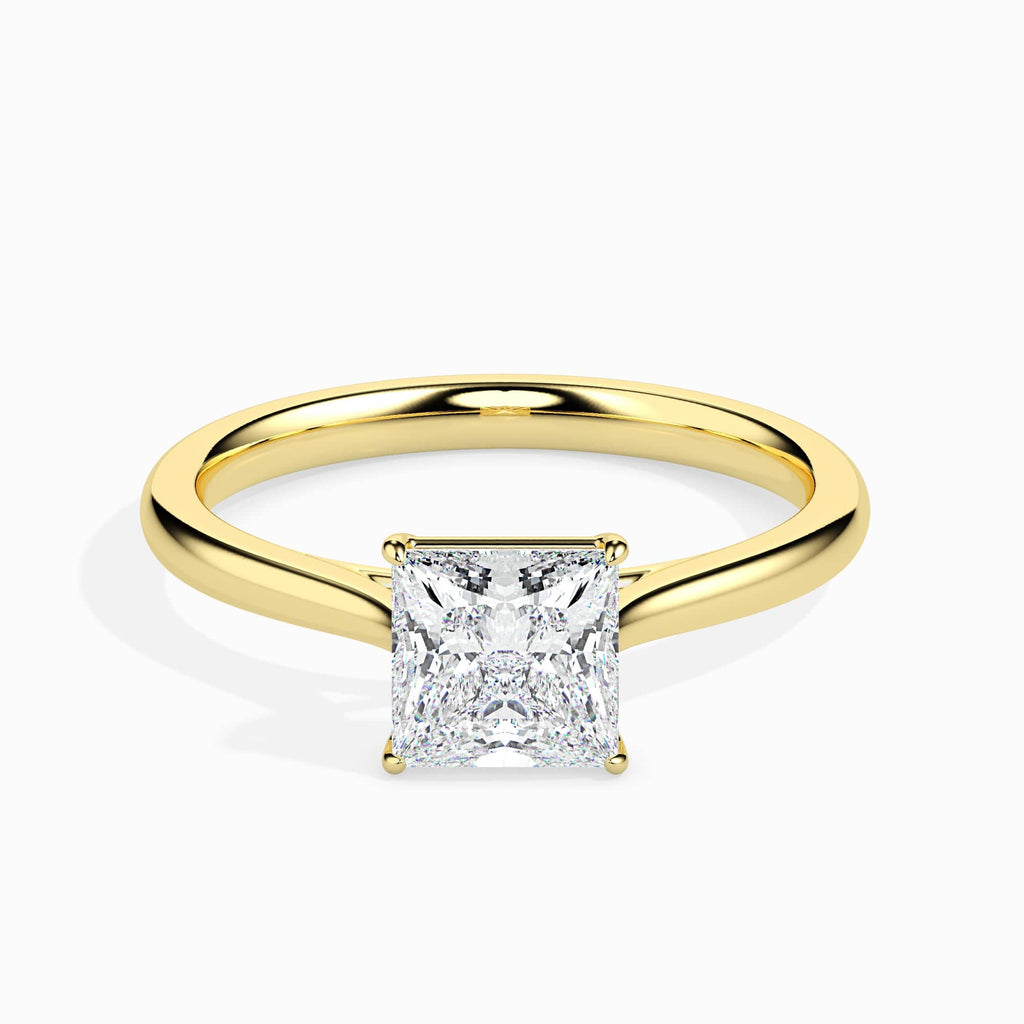 Jewelove™ Rings Women's Band only / VS I 1 Carat Princess Cut Solitaire 18K Yellow Gold Ring JL AU 19002Y-C