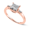 Jewelove™ Rings Women's Band only / VS I 1 Carat Princess Cut Solitaire Baguette Diamond Accents 18K Rose Gold Ring JL AU 1211R-C