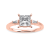 Jewelove™ Rings Women's Band only / VS I 1 Carat Princess Cut Solitaire Baguette Diamond Accents 18K Rose Gold Ring JL AU 1211R-C