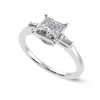 Jewelove™ Rings I VS / Women's Band only 1 Carat Princess Cut Solitaire Baguette Diamond Accents Platinum Ring JL PT 1211-C
