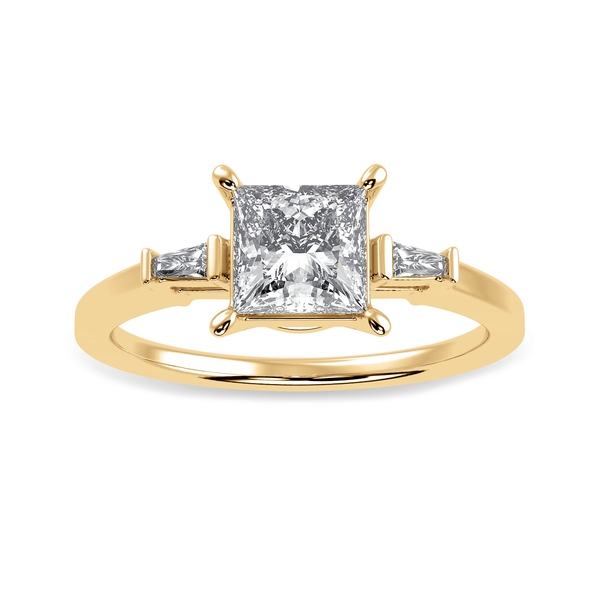 Jewelove™ Rings Women's Band only / VS I 1 Carat. Princess Cut Solitaire Baguette Diamond Assent 18K Yellow Gold Ring JL AU 1211Y-C