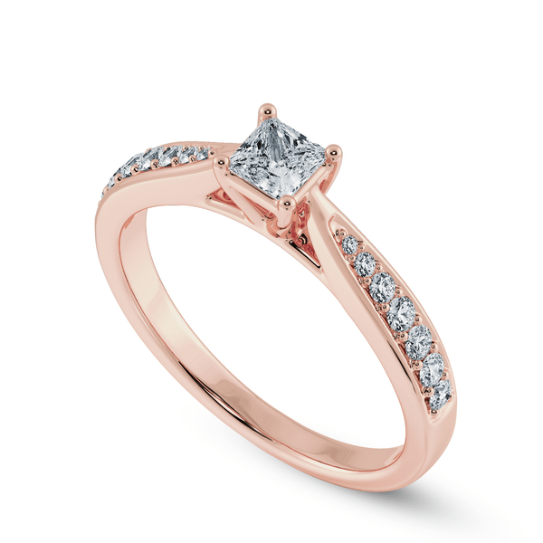 Jewelove™ Rings Women's Band only / VS I 1-Carat Princess Cut Solitaire Diamond Shank 18K Rose Gold Ring JL AU 1285R-C