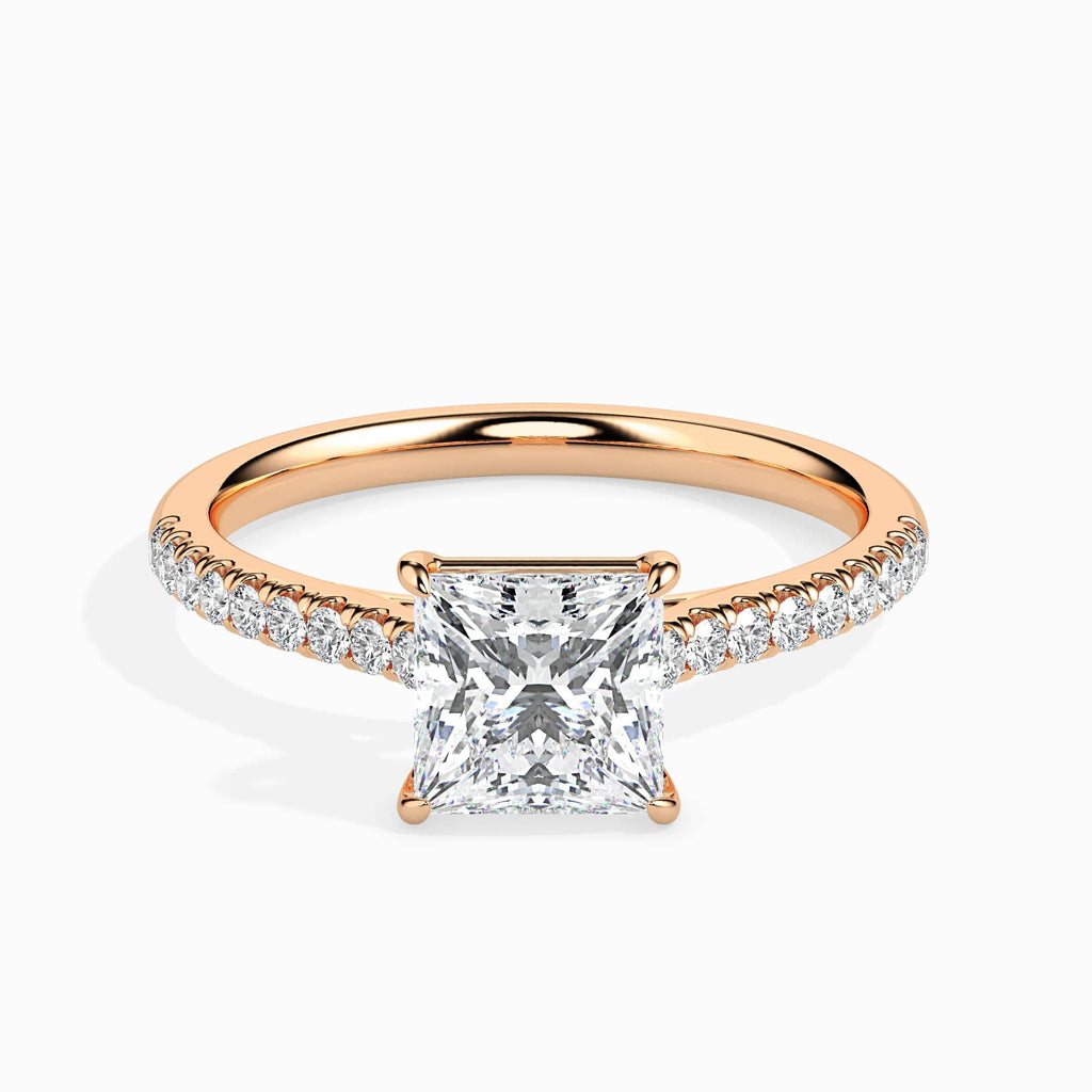 Jewelove™ Rings Women's Band only / VS I 1-Carat Princess Cut Solitaire Diamond Shank 18K Rose Gold Ring JL AU 19012R-C
