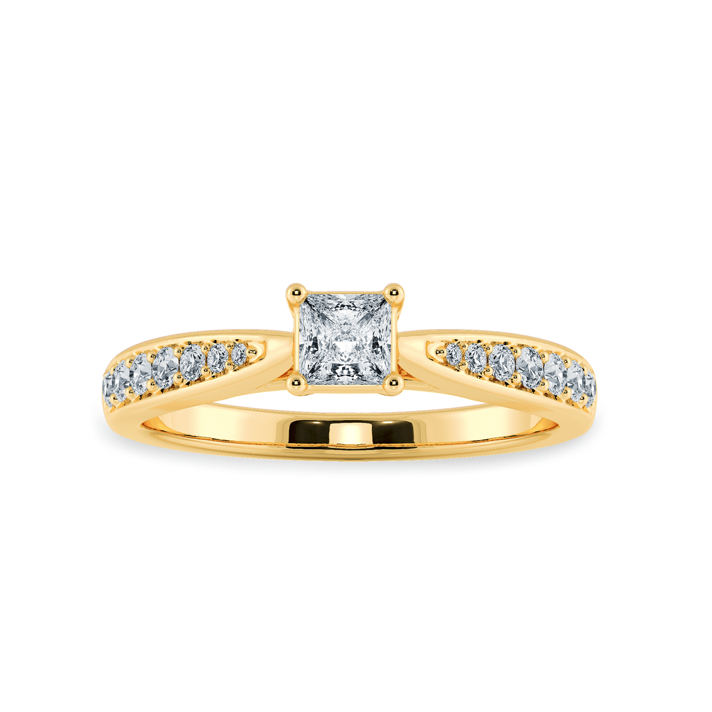 Jewelove™ Rings Women's Band only / VS I 1-Carat Princess Cut Solitaire Diamond Shank 18K Yellow Gold Ring JL AU 1285Y-C