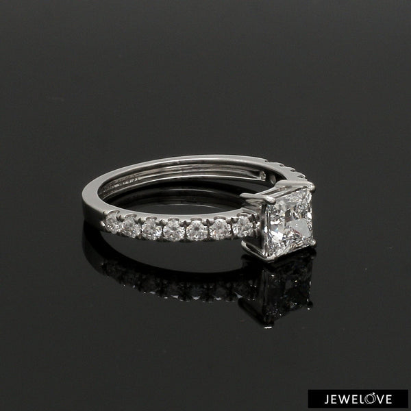 Jewelove™ Rings I VS / Women's Band only 1-Carat Princess Cut Solitaire Diamond Shank Platinum Ring JL PT 1313-C