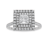 Jewelove™ Rings I VS / Women's Band only 1-Carat Princess Cut Solitaire Double Halo Diamond Shank Platinum Ring JL PT 1301-C