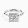 Jewelove™ Rings I VS / Women's Band only 1-Carat Princess Cut Solitaire Halo Diamond Platinum Ring JL PT 19022-C
