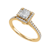 Jewelove™ Rings Women's Band only / VS I 1-Carat Princess Cut Solitaire Halo Diamond Shank 18K Yellow Gold Ring JL AU 1293Y-C
