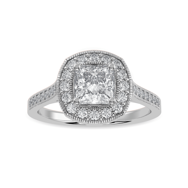 Jewelove™ Rings I VS / Women's Band only 1-Carat Princess Cut Solitaire Halo Diamond Shank Platinum Ring JL PT 1331-C