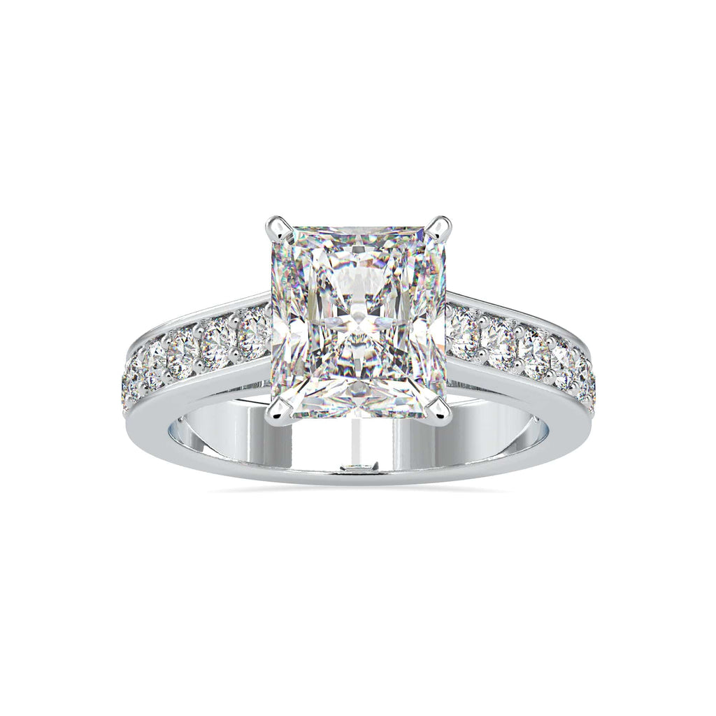 Jewelove™ Rings VS I / Women's Band only 1-Carat Princess Cut Solitaire Platinum Diamond Shank Ring JL PT 0152-B