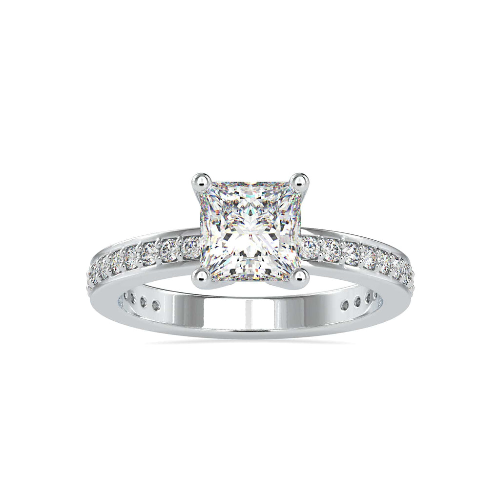 Jewelove™ Rings VS I / Women's Band only 1-Carat Princess Cut Solitaire Platinum Diamond Shank Ring JL PT 0155-C