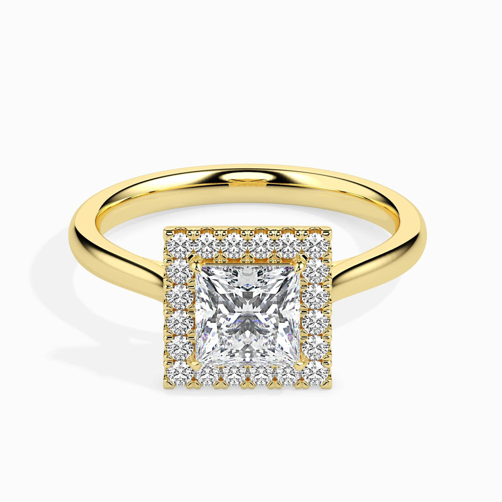 Jewelove™ Rings Women's Band only / VS I 1-Carat Princess Cut Solitaire Square Halo Diamond 18K Yellow Gold Ring JL AU 19022Y-C