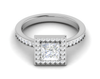 Jewelove™ Rings I VS / Women's Band only 1 Carat Princess Cut Solitaire Square Halo Diamond Shank Platinum Ring JL PT RH PR 167