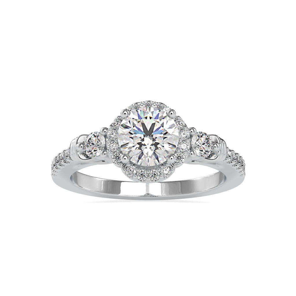 Jewelove™ Rings Women's Band only / VS J 1-Carat Solitaire Accent Diamond Shank Platinum Ring JL PT 0048-C