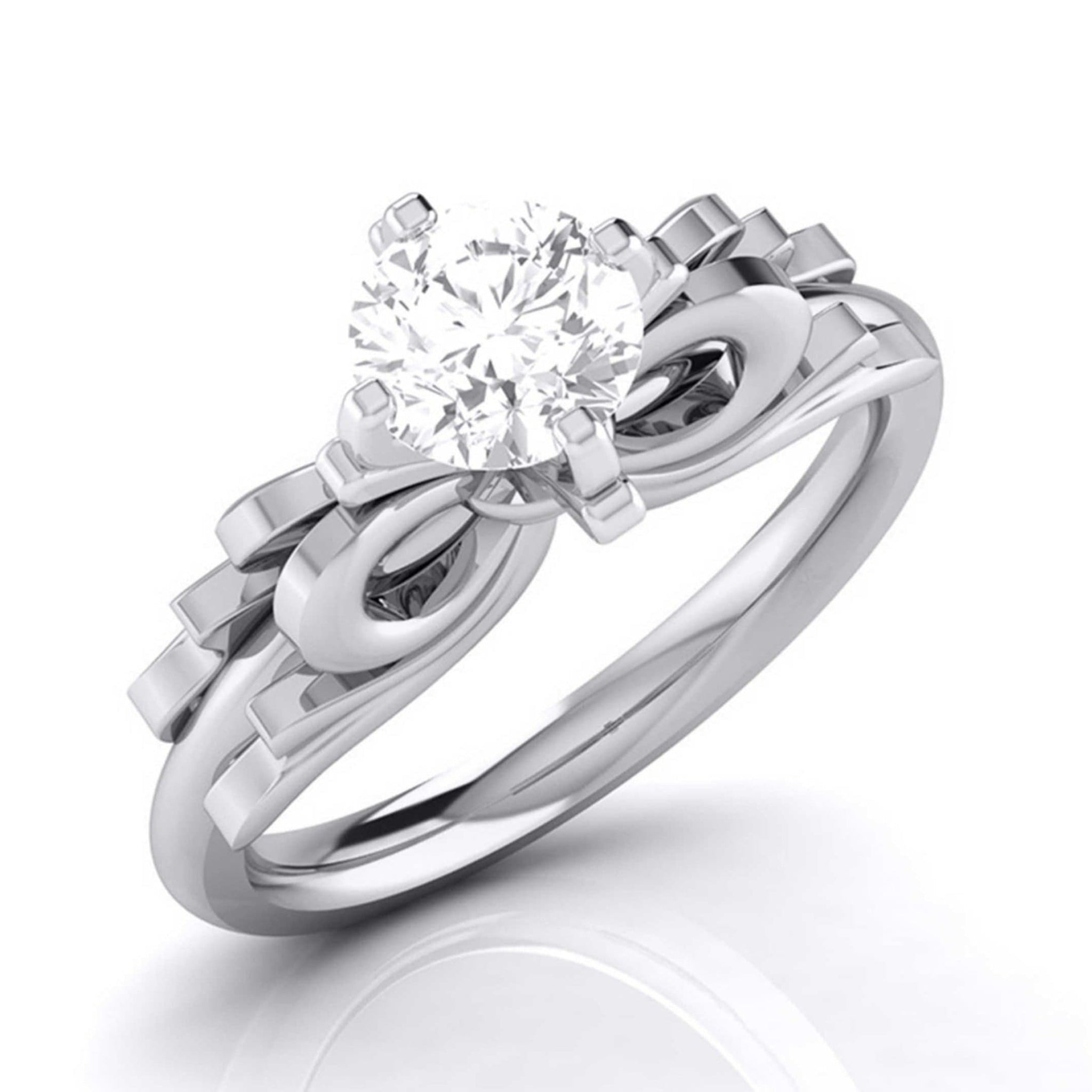 Jewelove™ Rings J VS / Women's Band only 1-Carat Solitaire Designer Bow Platinum Ring JL PT G 108-C