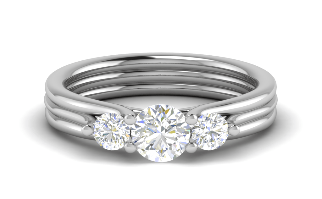 Jewelove™ Rings J VS / Women's Band only 1 Carat Solitaire Diamond Accents Platinum Ring JL PT R3 RD 141