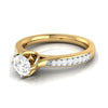 Jewelove™ Rings Women's Band only 1-Carat Solitaire Diamond Shank 18K Yellow Gold Ring JL AU G 109Y-C