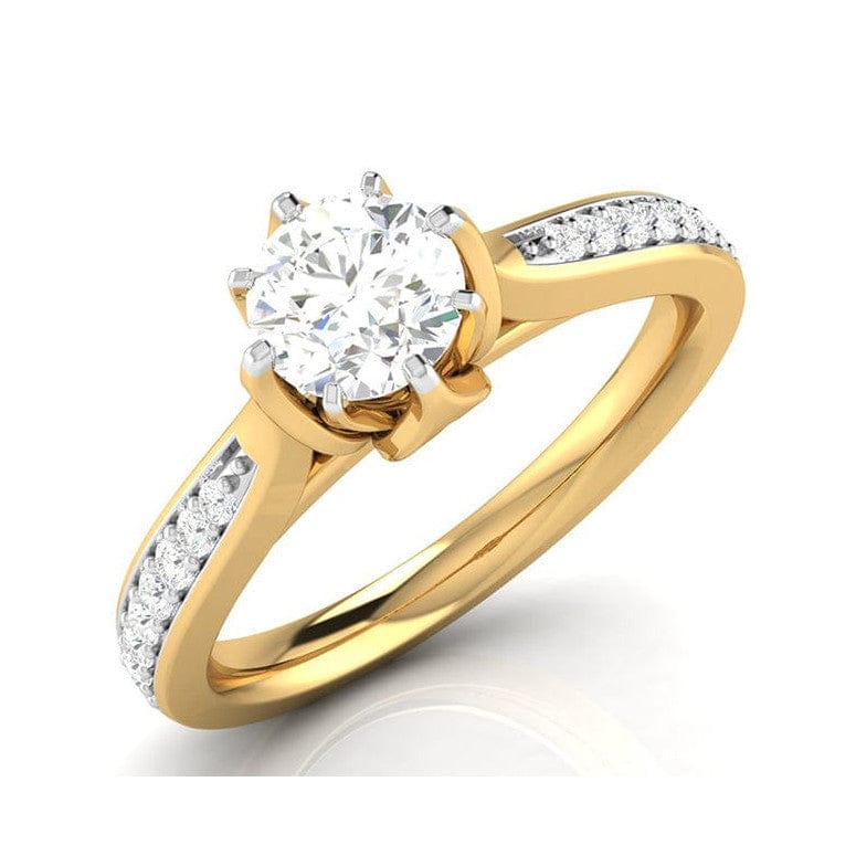 Jewelove™ Rings Women's Band only 1-Carat Solitaire Diamond Shank 18K Yellow Gold Ring JL AU G 109Y-C