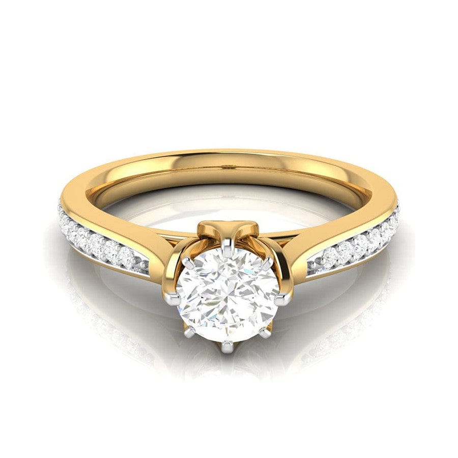 Jewelove™ Rings Women's Band only 1-Carat Solitaire Diamond Shank 18K Yellow Gold Ring JL AU G 109Y-C