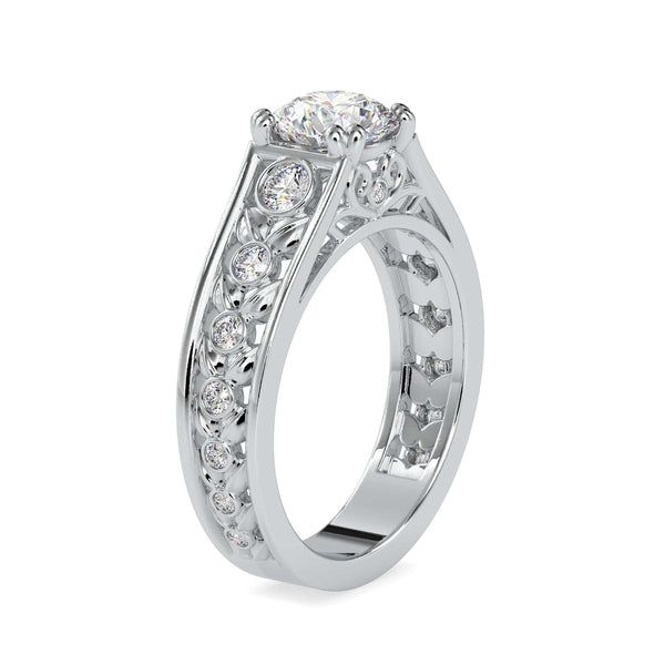 Jewelove™ Rings VS J / Women's Band only 1-Carat Solitaire Diamond Shank Engagement Ring JL PT 0049-C