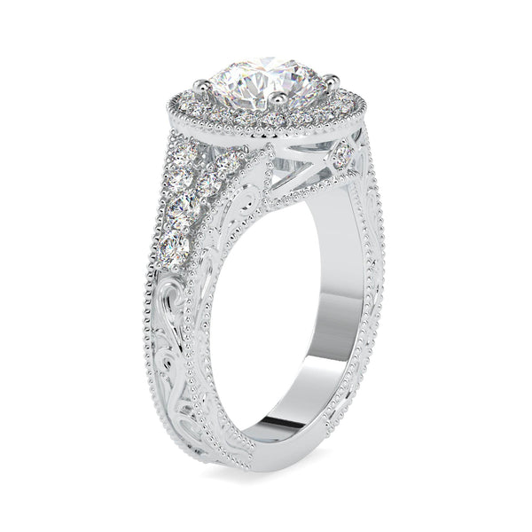 Jewelove™ Rings VS J / Women's Band only 1-Carat Solitaire Halo Diamond Accents Platinum Ring JL PT 0113-A