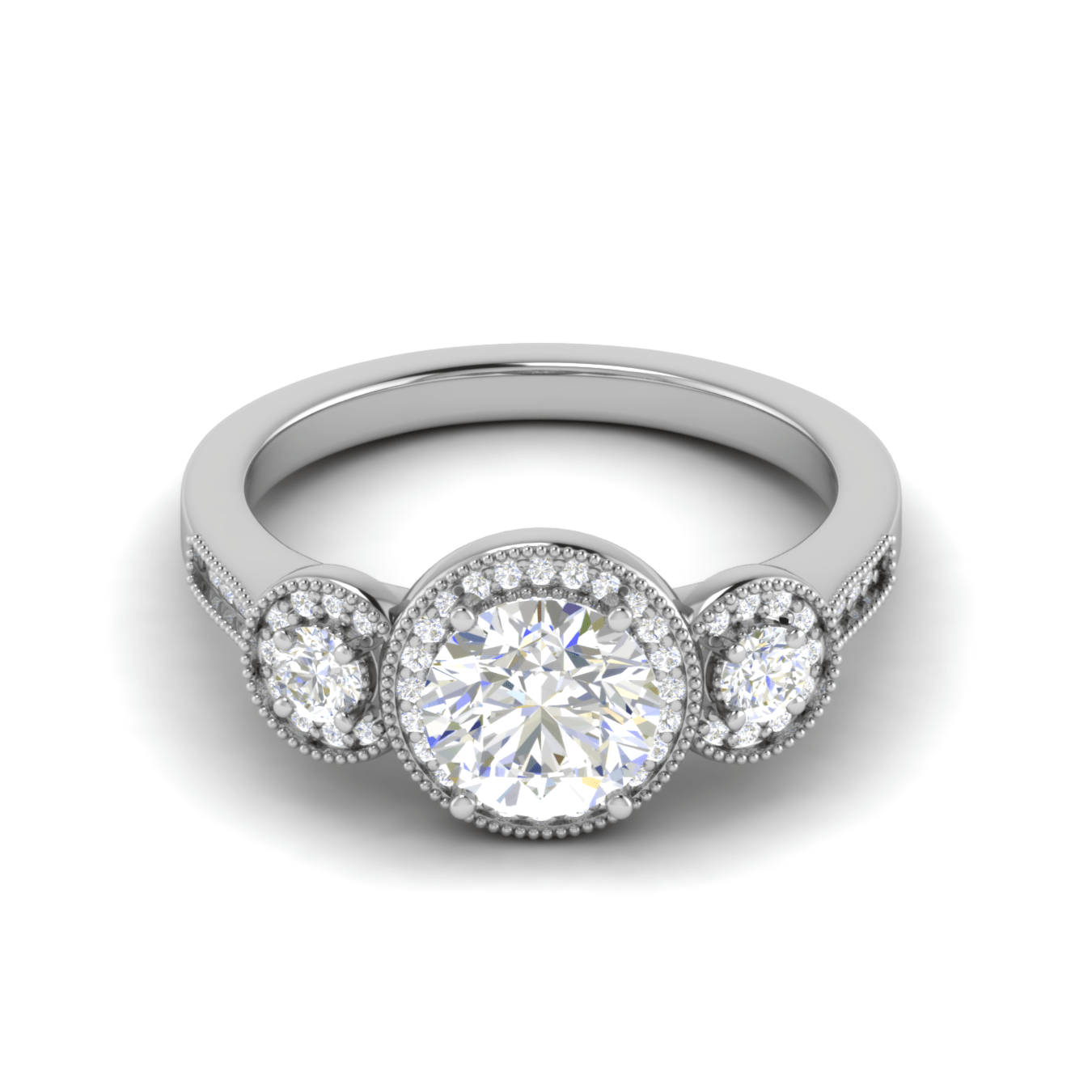 Jewelove™ Rings J VS / Women's Band only 1-Carat Solitaire Halo Diamond Accents Platinum Ring JL PT R3 RD 108